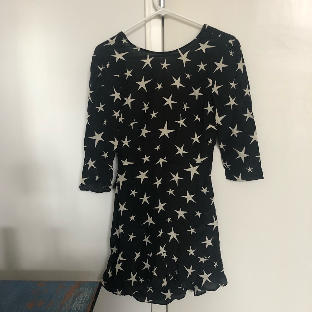Realisation black starry mini dress with openback